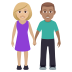 👩🏼‍🤝‍👨🏽 woman and man holding hands: medium-light skin tone, medium skin tone display on JoyPixels